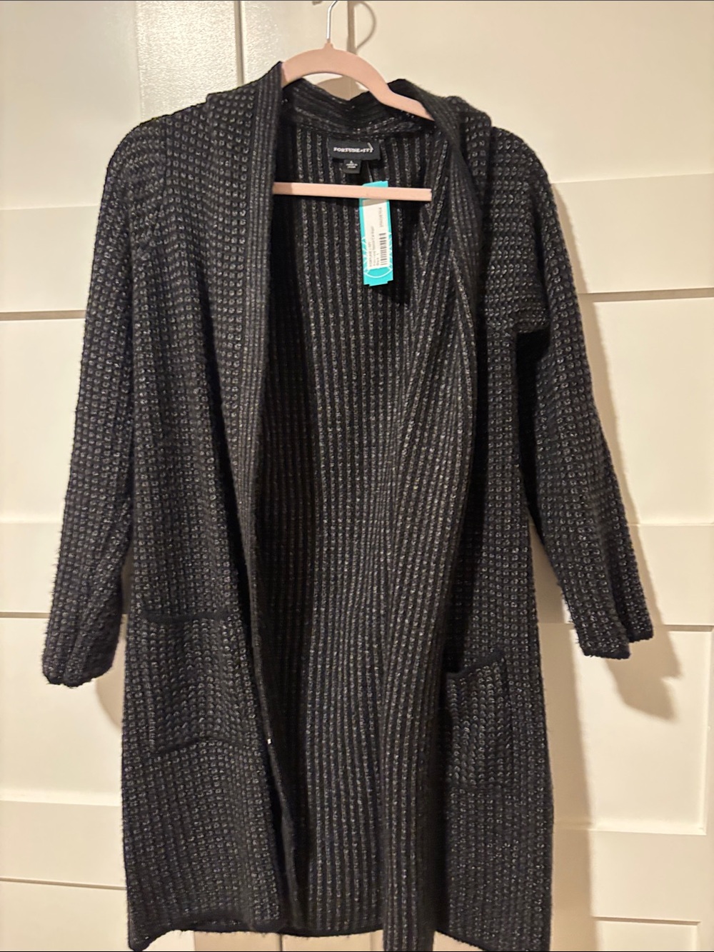 Black Open-Front Hooded Long Cardigan Sweater Fortune and Ivy